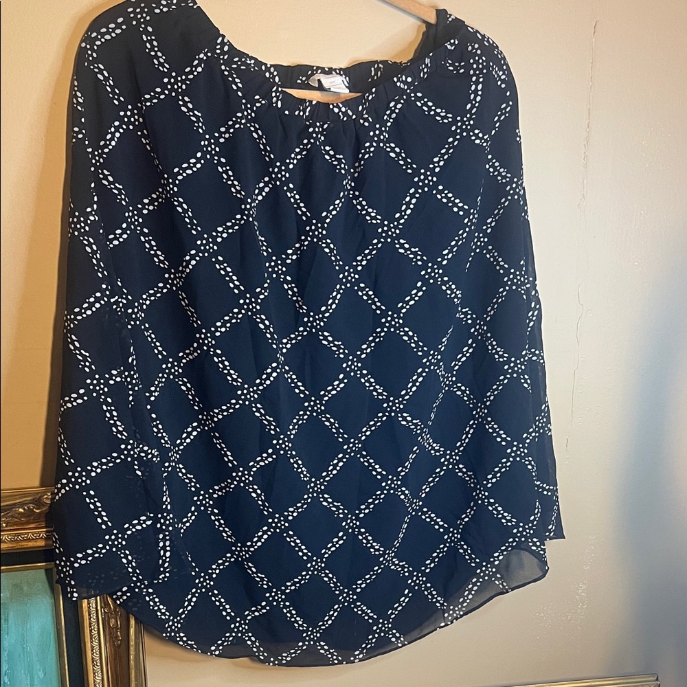 Charter Club Navy Blue Patterned A-Line Skirt